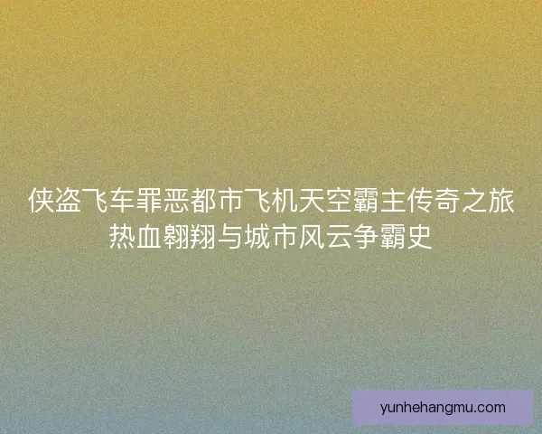 侠盗飞车罪恶都市飞机天空霸主传奇之旅热血翱翔与城市风云争霸史